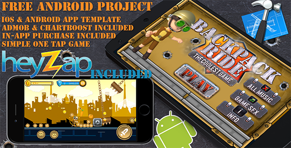 BackPack Ride - iOS - Android - iAP + ADMOB + Leaderboards + HeyZap Android Game Mobile App template