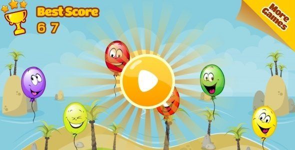 Balloon Paradise - HTML5 Mobile Game (Construct 3 | Construct 2 | Capx) Android Game Mobile App template