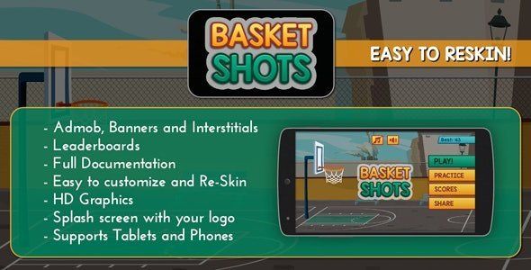 Basket Shots - HD Basketball Game Template Android Finance &amp; Banking Mobile App template