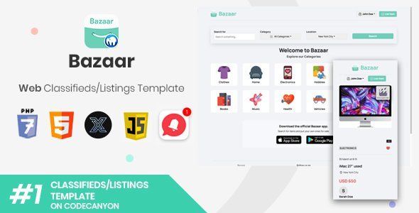 Bazaar | Web PHP Social Listings/Classifieds Shopping Template [XServer] Android Ecommerce Mobile App template