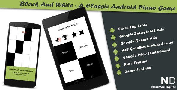 Black and White - A Classical Android Piano Game Android Game Mobile App template