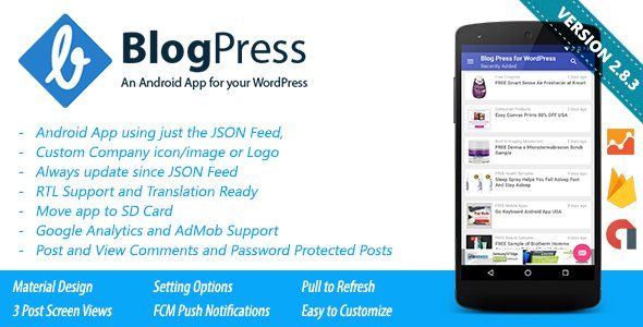 BlogPress - An Android App for your WordPress Android News &amp; Blogging Mobile App template