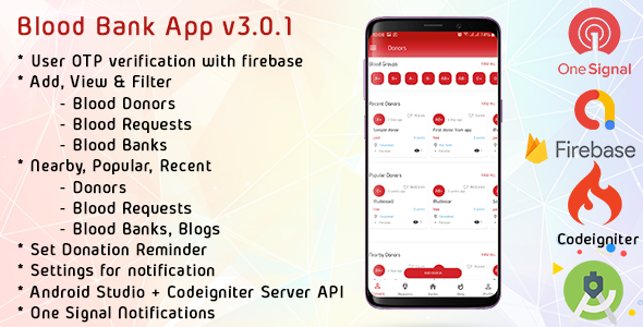 Blood Bank App With Admin Panel & Material Design v3.0.1 Android Developer Tools Mobile App template