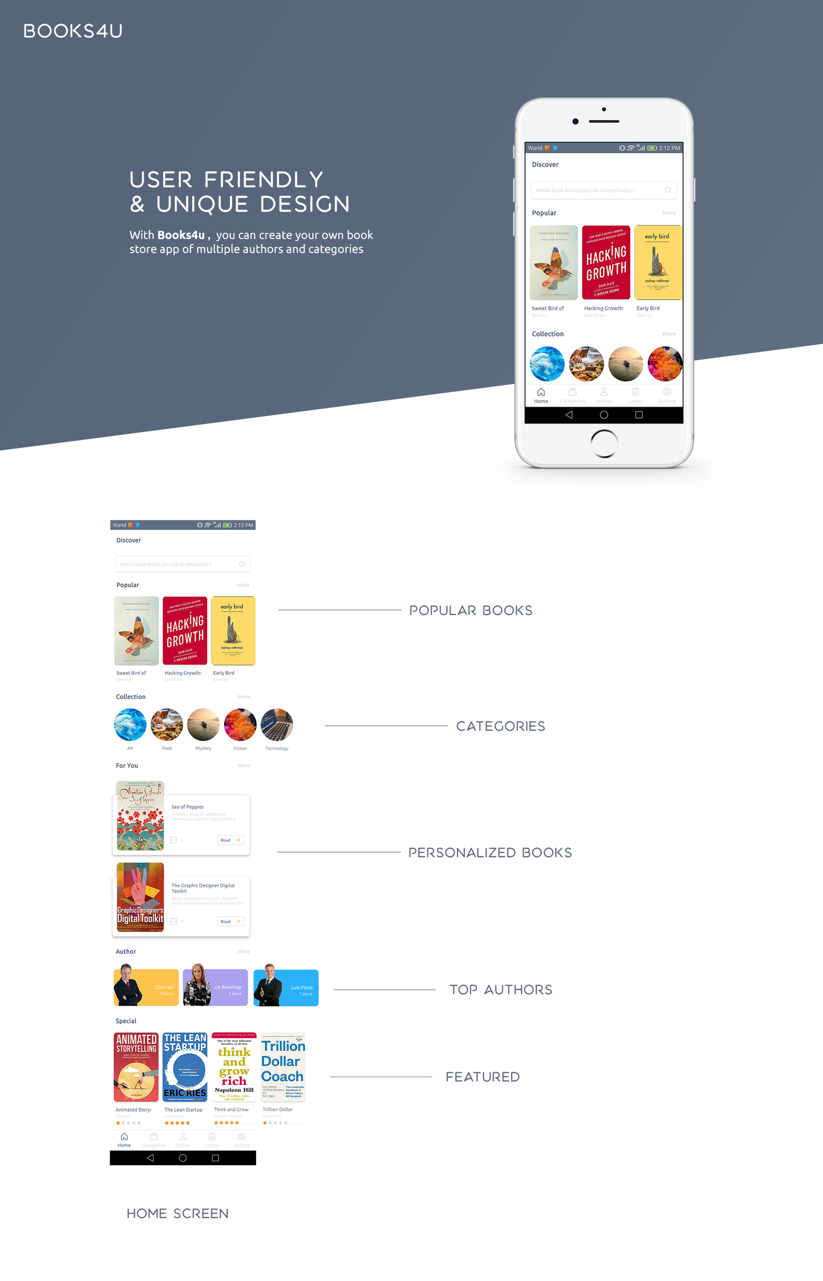 Books4u - Android Ebook App + Admin panel - 1