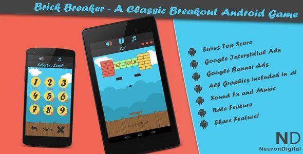 Brick Breaker - A Classic Breakout Android Game Android Game Mobile App template