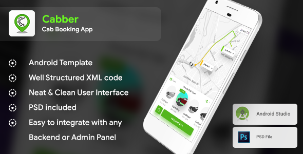 Cab Booking Native Android App Template | 2 App for Passenger and Driver (XML Code) | Cabber Android Taxi Mobile App template