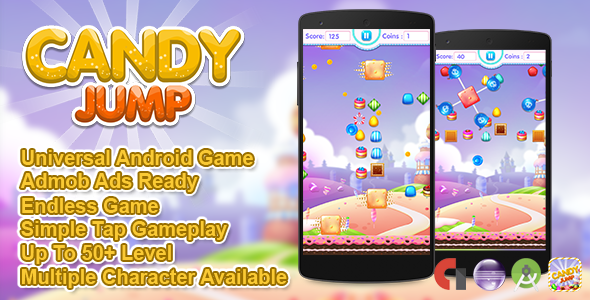 Candy Jump + Admob + Multiple Characters (Android Studio + Eclipse) Android  Mobile App template