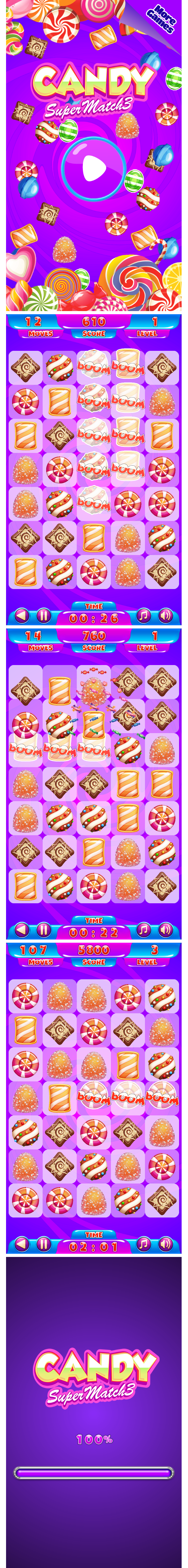 Candy Match3 - HTML5 Mobile Game (Construct 3 | Construct 2 | Capx) - 1