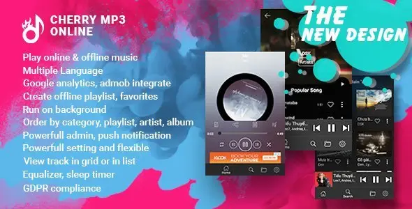 Cherry - Android Online Music Player with Admin Panel Android  Mobile App template