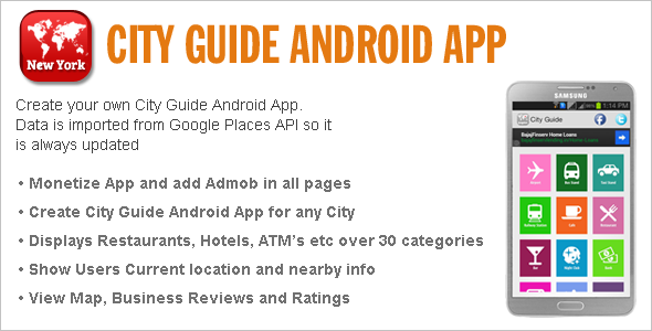 City Guide Android App Android Travel Booking &amp; Rent Mobile App template