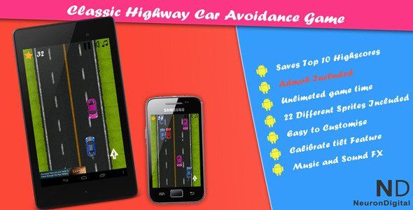 Classic Highway Car Avoidance Game Android Game Mobile App template