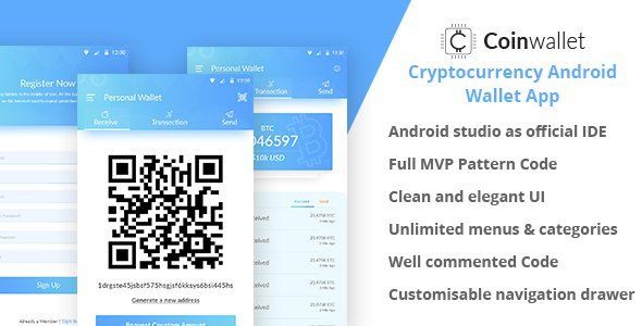 CoinWallet - Android Cryptocurrency Wallet Template Android Crypto &amp; Blockchain Mobile App template