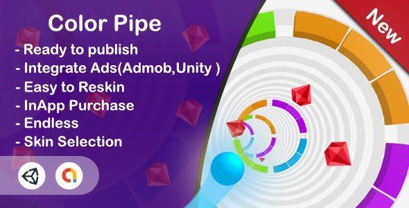 Color Pipe -Ultra Casual (Unity Complete+Admob+InApp ) Android  Mobile App template