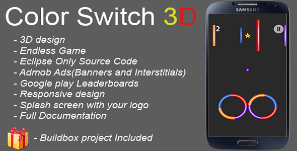 Color Switch 3D + Buildbox Project Included Android Game Mobile App template