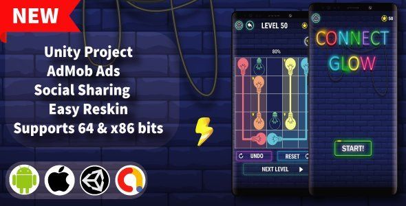 Connect Glow - Unity Game Template + Admob Android Game Mobile App template
