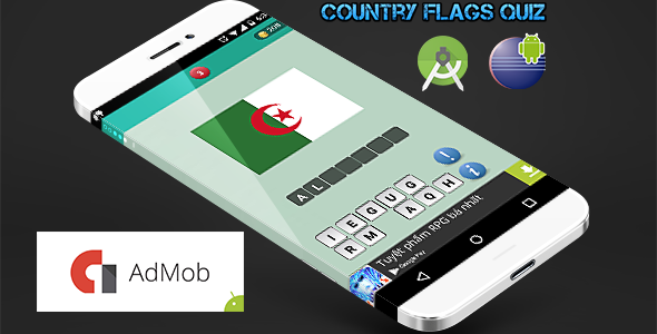 Country Flags Quiz - Find The Word Template Android Game Mobile App template