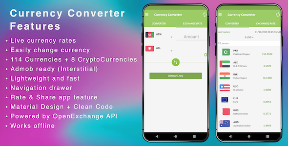 Currency Converter Android app + admob integration Android Crypto &amp; Blockchain Mobile App template