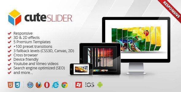 Cute Slider - 3D & 2D HTML5 Image Slider Android  Mobile App template