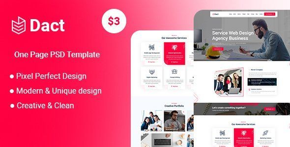 Dact-One Page PSD Template   Design 