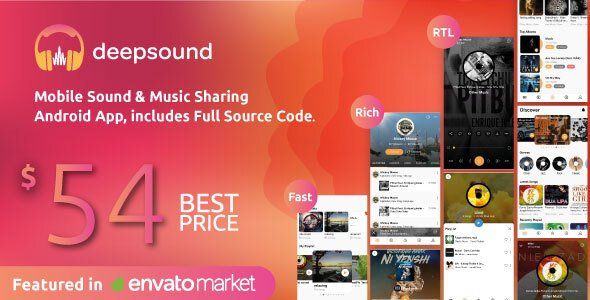 DeepSound Android- Mobile Sound & Music Sharing Platform Mobile Android Application Android Music &amp; Video streaming Mobile App template