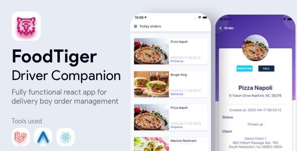 Driver Companion App for FoodTiger Delivery Android Food &amp; Goods Delivery Mobile App template