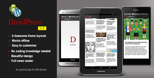 DroidPress - Android app for Wordpress Android News &amp; Blogging Mobile App template