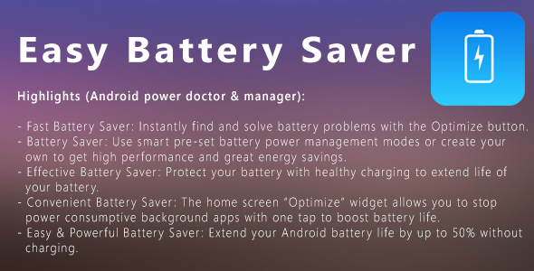 Easy Battery Saver Android  Mobile App template
