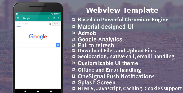Easy Web - Android Native WebView | WebToApp Template with Admob and Push Notification Android  Mobile App template