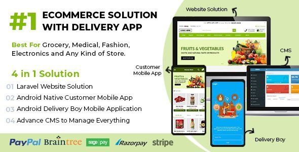 Ecommerce Solution with Delivery App For Grocery, Food, Pharmacy, Any Store / Laravel + Android Apps Android Ecommerce Mobile App template