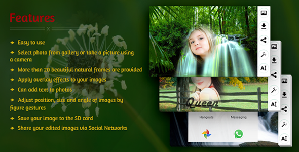Edit Photo With Natural Frames Android  Mobile App template