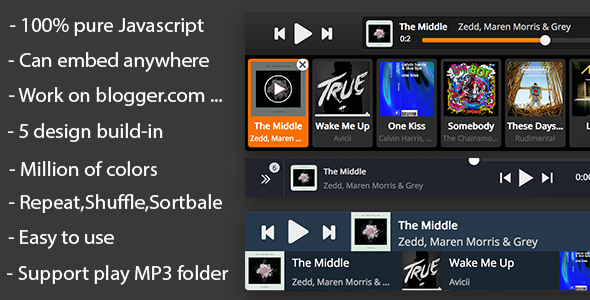 Embed Player - Sticky HTML5 Audio Player Android Music &amp; Video streaming Mobile App template