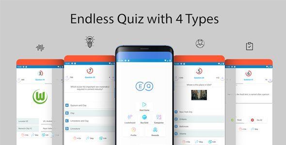 Endless Quiz with Admin Panel and Firebase Realtime Android Developer Tools Mobile App template