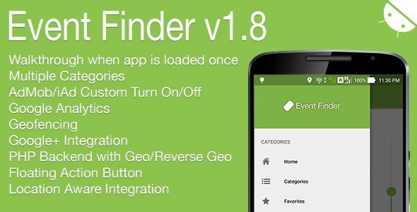 Event Finder Full Android Application v1.8 Android Books, Courses &amp; Learning Mobile App template