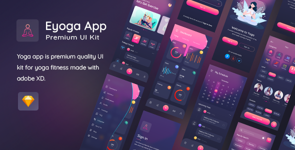 Eyoga App Premium UI Kit For Sketch  Sport &amp; Fitness Design Uikit