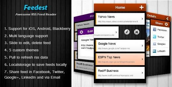 Feedest - Rich RSS Feed Reader Android Books, Courses &amp; Learning Mobile App template