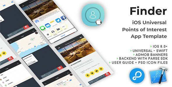 Finder | iOS Universal Points of Interest App (Swift) Android Travel Booking &amp; Rent Mobile App template