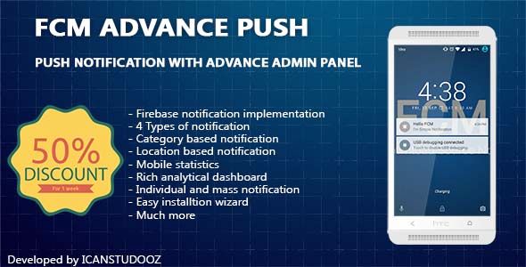 Firebase Push Notification android /FCM + Advance Admin Panel Android Developer Tools Mobile App template