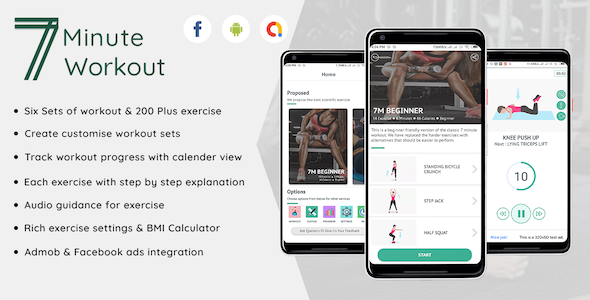Fitness - 7 Minute workout Android Full application Android Sport &amp; Fitness Mobile App template