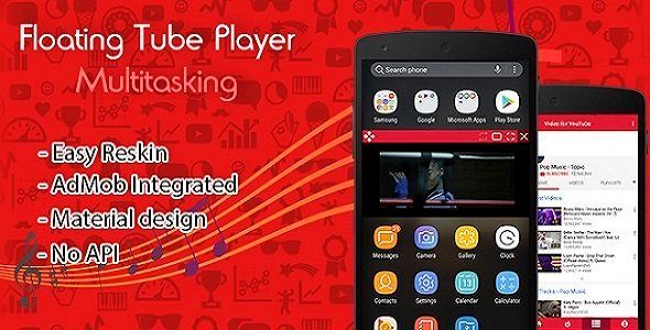 Floating App For Youtube Player Android Music &amp; Video streaming Mobile App template