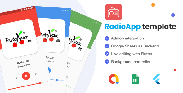 Flutter Radio App with Google Sheets as Backend - Admob Flutter Music &amp; Video streaming Mobile App template