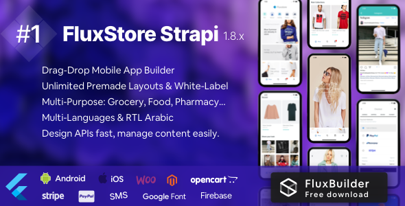 Fluxstore Strapi - Fatest Flutter App + Headless CMS Strapi Flutter Ecommerce Mobile Uikit