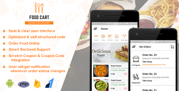 Food Cart - Online Food Delivery App Android Food &amp; Goods Delivery Mobile App template