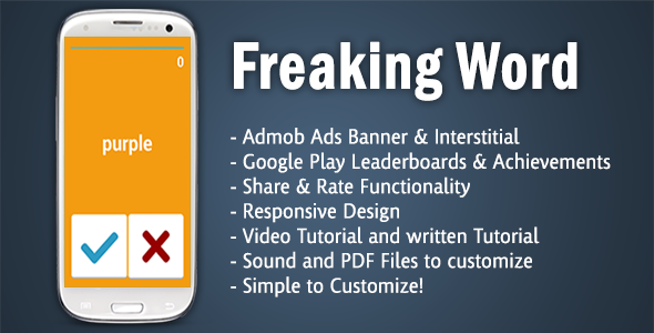 Freaking Word Android Game Mobile App template