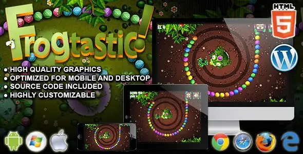 Frogtastic - HTML5 Puzzle Game Android Game Mobile App template