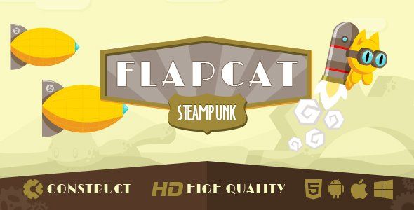 Game FlapCat Steampunk Android  Mobile App template