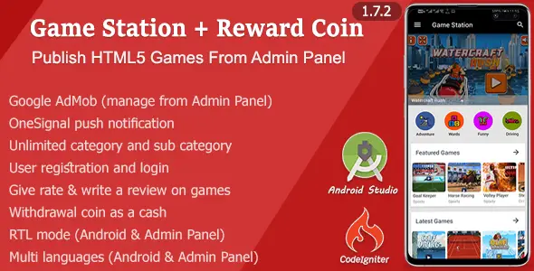 Game Station + Reward Coin Android Game Mobile App template