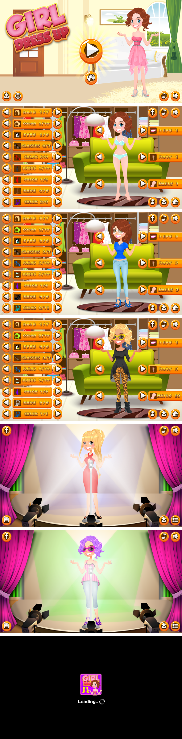 Girl Dress Up - HTML5 Game, Mobile Version+AdMob!!! (Construct 3 | Construct 2 | Capx) - 1