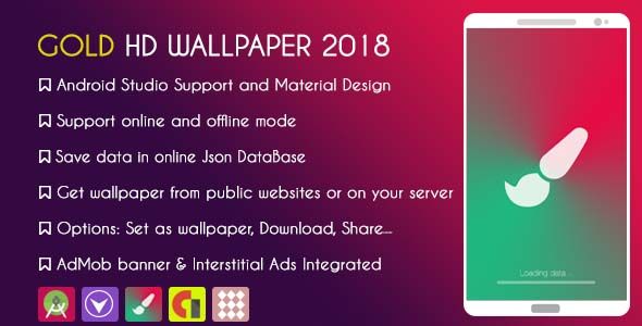 Gold HD WALLPAPER 2019 - With ADMOB & GDPR Android  Mobile App template