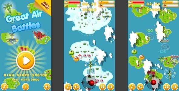 Great Air Battles - HTML5 Mobile Game (Construct 3 | Construct 2 | Capx) Android Game Mobile App template