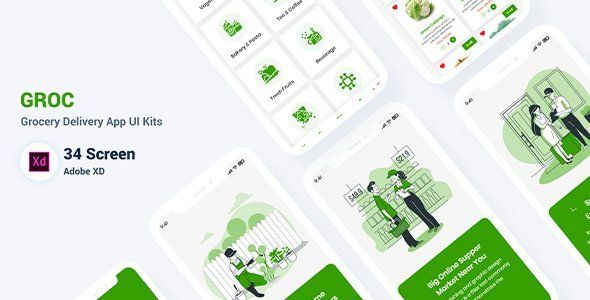Groc - Grocery Delivery Adobe XD Template  Ecommerce Design App template